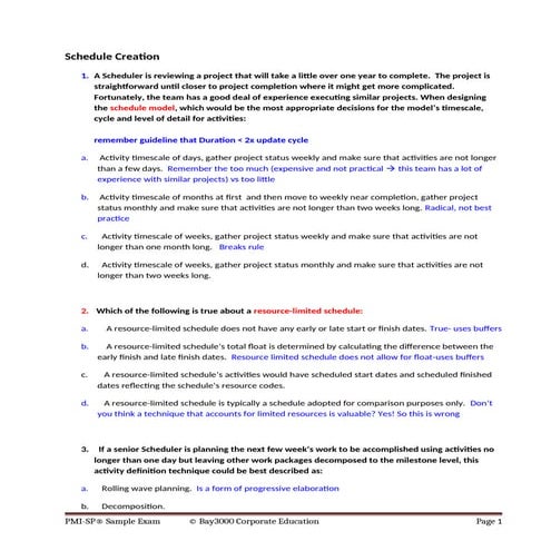 3. Creation Quiz for studying PMI SP exam