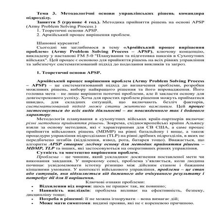 Заняття 6. Прийняття рішення командиром взводу на бій на основі APSP ...