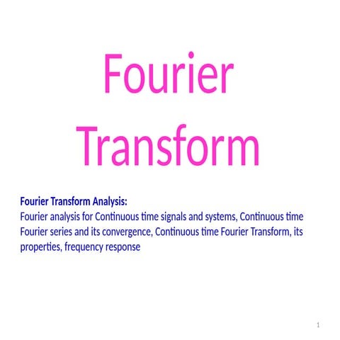 Continous time fourier series notes coep
