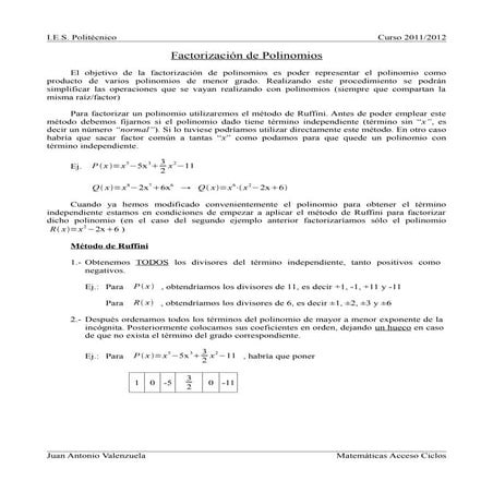 Factorizacion por Ruffini | PDF