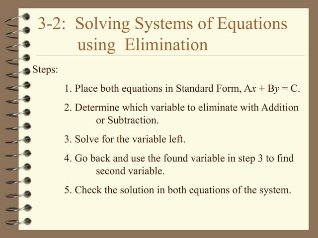 3 2 solving systems of equations (elimination method)
