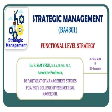 Comprehensive Guide to Functional Level Strategy in Strategic ...