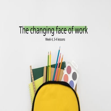 WORLD OF WORKThe ppt is about jobs and work