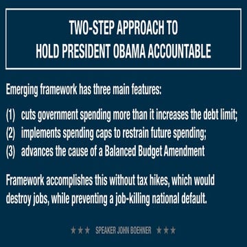 Speaker Boehner's Debt Ceiling Agreement Presentation 