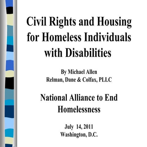 3.9 Civil Rights and Housing for Homeless Individuals with disabilities