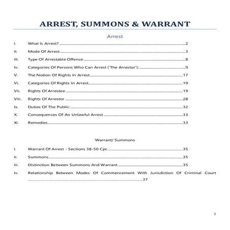 Arrest, Summon and Warrants under Malaysian CPC (2017-2018)
