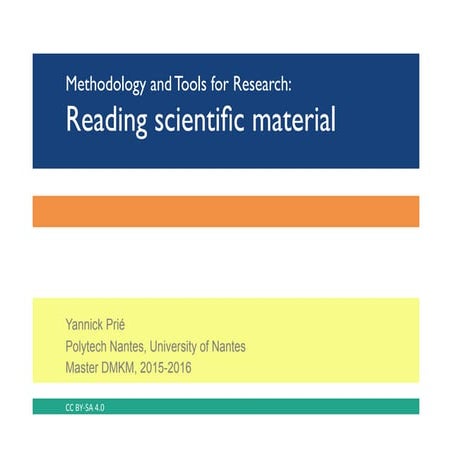 Tools and Methodology for Research: Article Reading