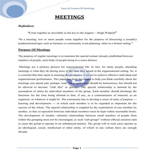 Effective Meeting Assignment