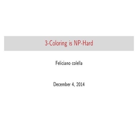 3-Coloring is NP-Hard | PDF