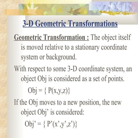 3D transformation in computer graphics