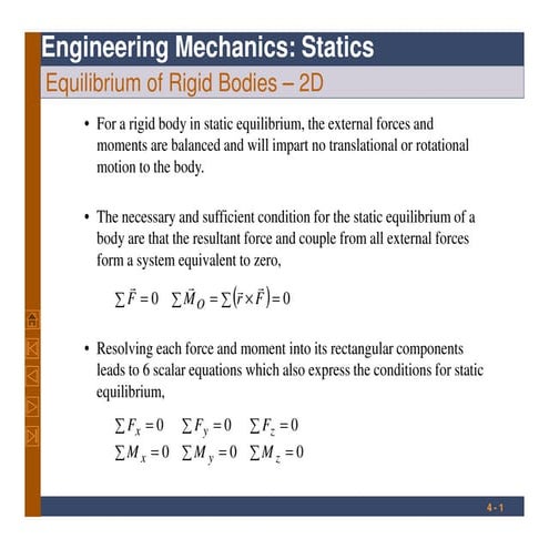 3 equilibrium of rigid bodies fe
