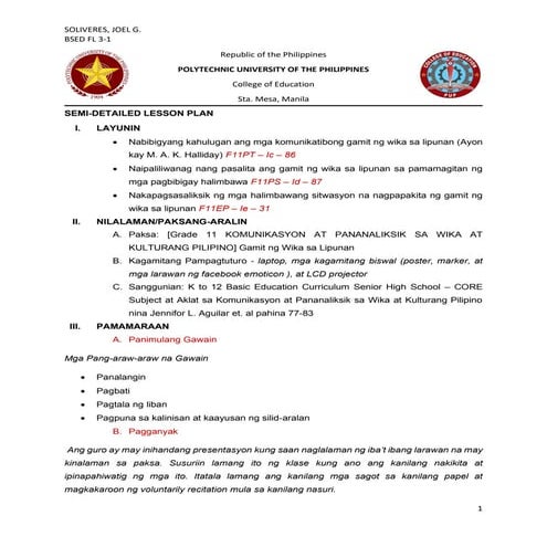SHS APPLIED Filipino Akademik CG | PDF
