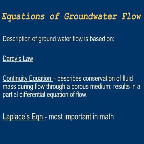 05 groundwater flow equations | PPTX