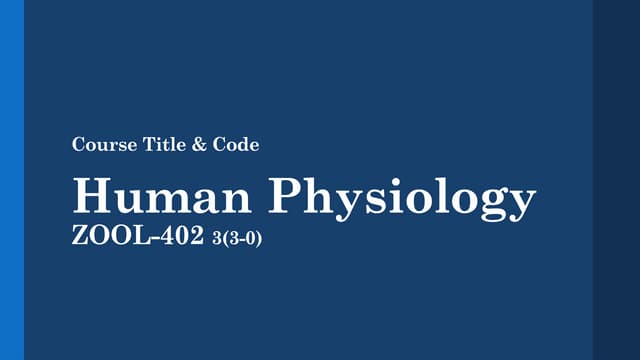 Physiology and Homeostasis | PPTX