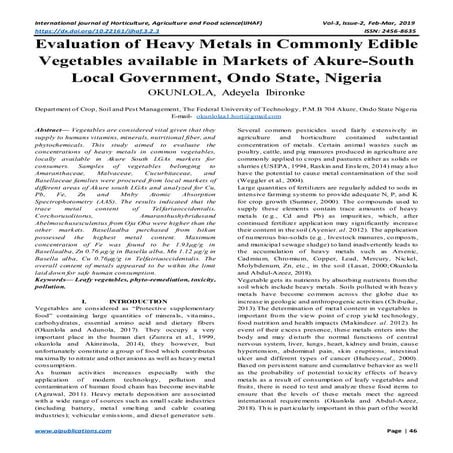 The proximate compositionand level of some heavy metals in okra and ...