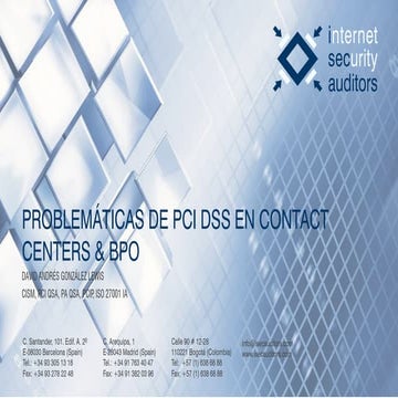 Problematicas de PCI DSS en Contact Centers & BPO