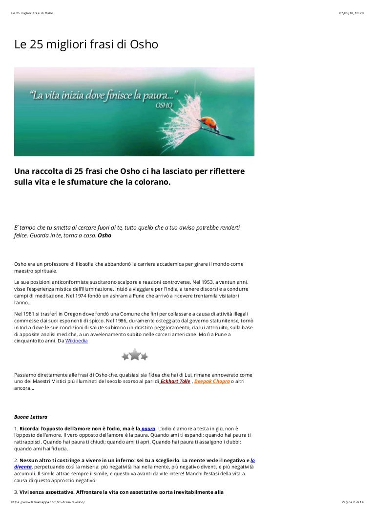 Le 25 Migliori Frasi Di Osho Articolo Su Wwwlatuamappacom