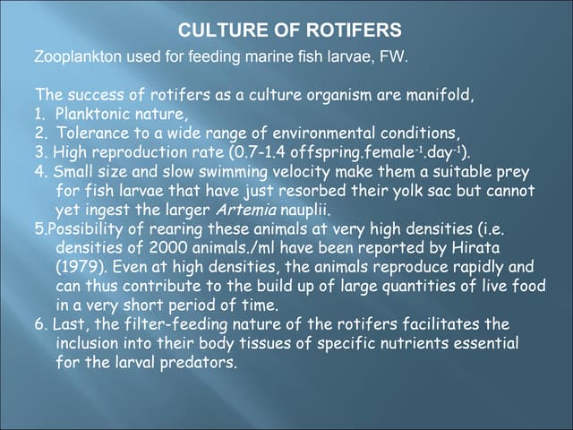 3...live feed 1. rotifer culture