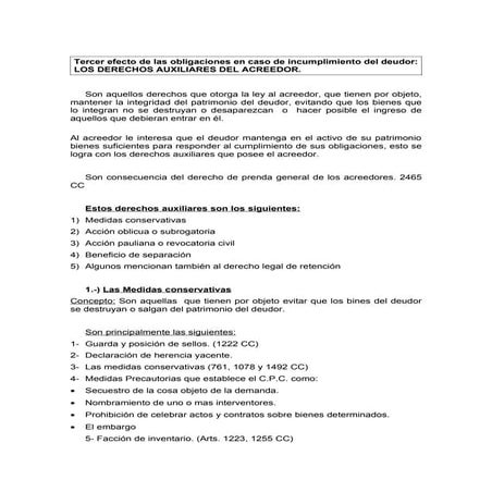 3. los derechos auxilares del acreedor[1]