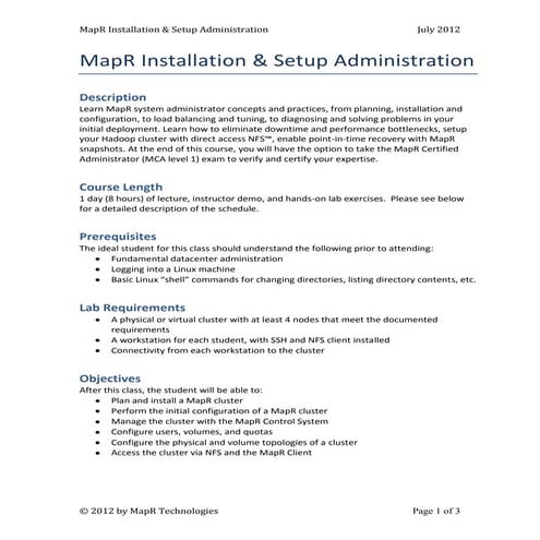 3 map r installation & setup administration course description