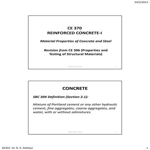Lec02 Material Properties of Concrete and Steel (Reinforced Concrete Design I...