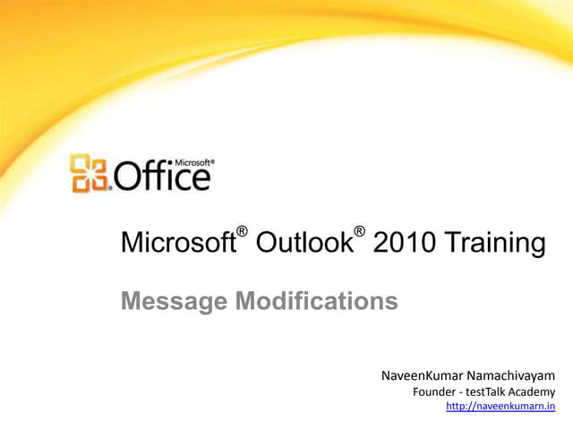 Message modifications MS Outlook Intermediate