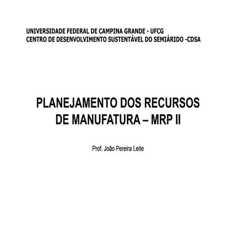 Aula 3 - Planejamento e Controle da Produção II