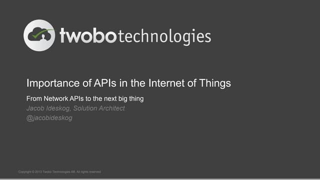 Importance of APIs in the Internet of Things