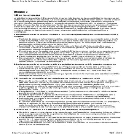 Nueva ley de la ciencia y la tecnología  web nov 2008