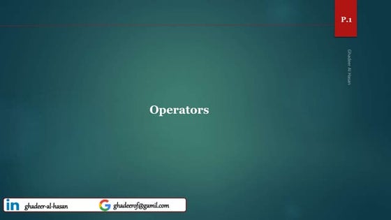 Relational and logical operators | PPT