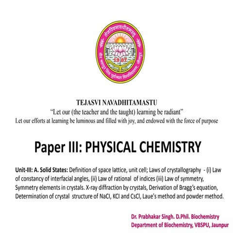 B.Sc. I Year Physical Chemistry_Unit III_A- Solid State | PDF