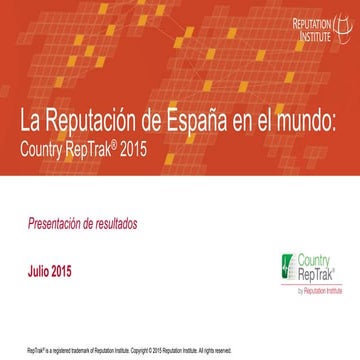 La reputación de España en el mundo: Country RepTrak 2015