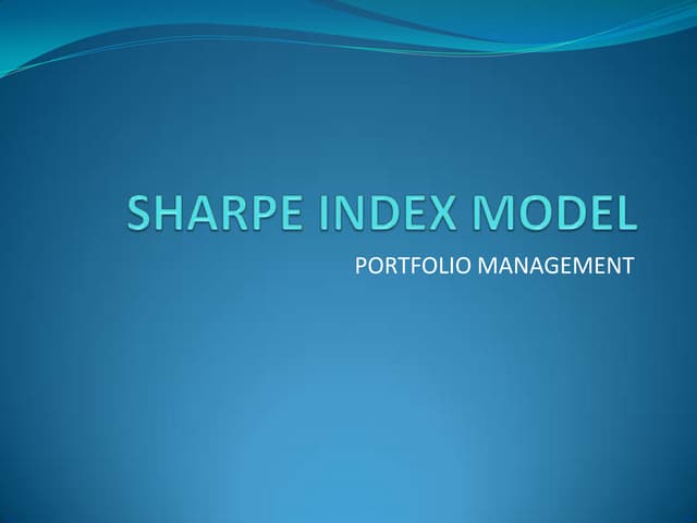 3. sharpe  index model