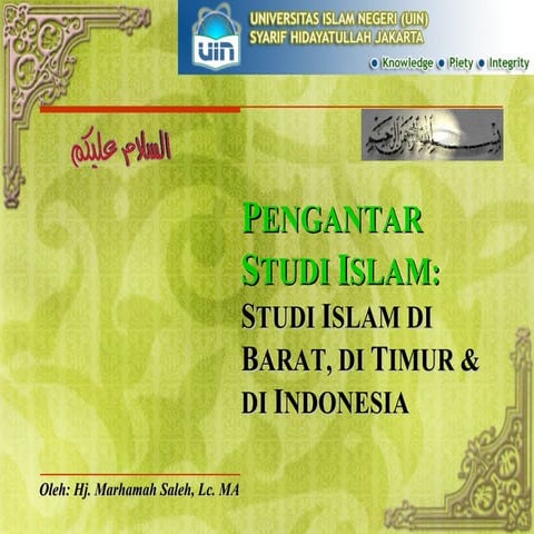 3. studi islam di barat, timur, indonesia