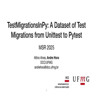 TestMigrationsInPy: A Dataset of Test Migrations from Unittest to Pytest (MSR...