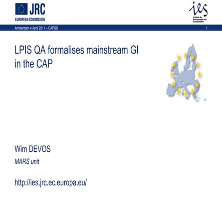 LPIS QA formalises mainstream GI  in the CAP
