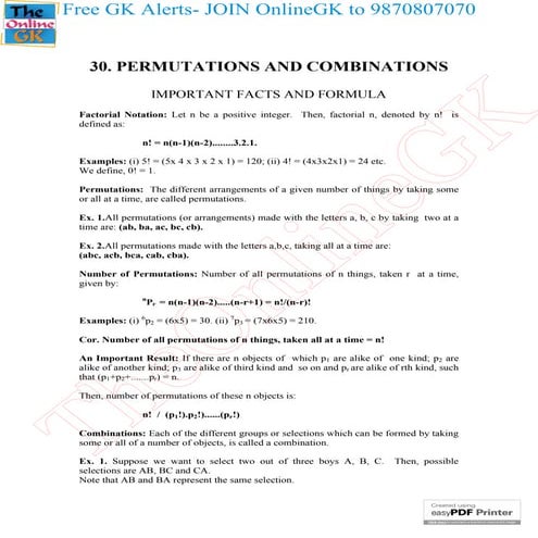 30. premutation & combinations