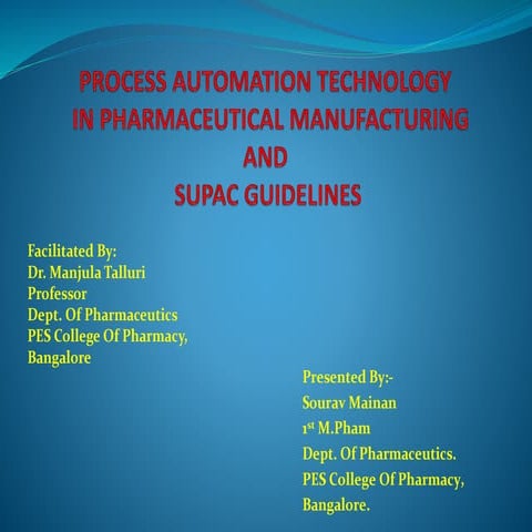 process automation and supac guideline