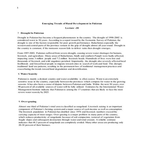 30. emerging trends of  rural development in pakistan  lecture by allah dad khan
