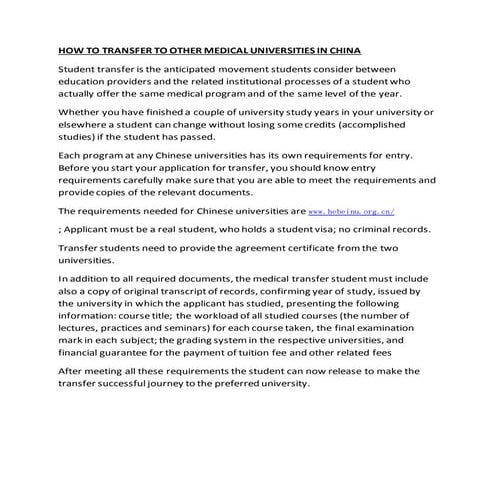 30. how to transfer to other medical universities in china