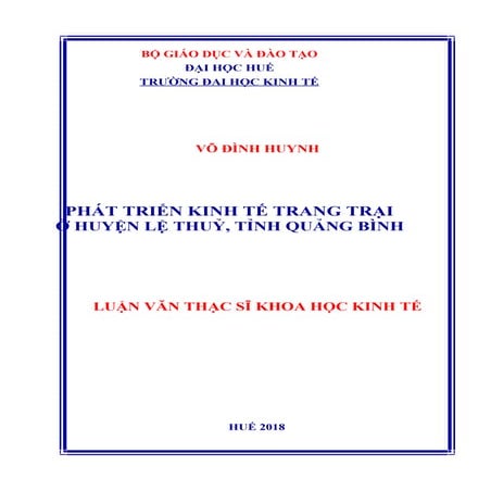 Luận văn: Phát triển kinh tế trang trại ở huyện Lệ Thuỷ, tỉnh Quảng Bình