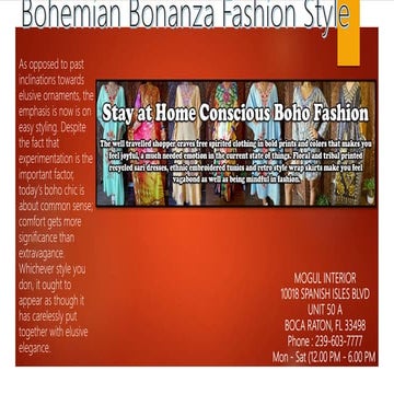 Bohemian Bonanza Fashion Style | PPTX