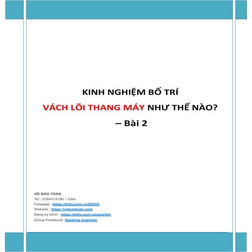 KINH NGHIÊM BỐ TRÍ LÕI VÁCH THANG MÁY