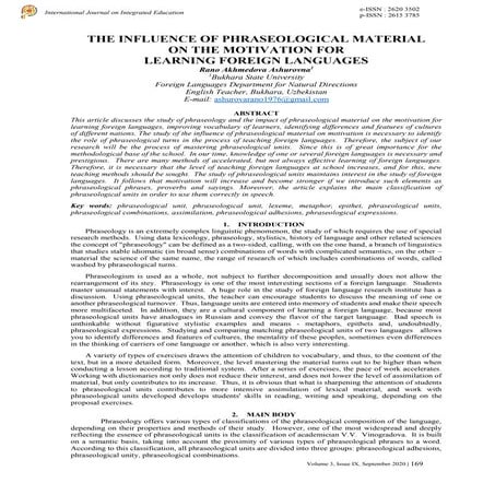 The influence of phraseological material on the motivation for learning forei...