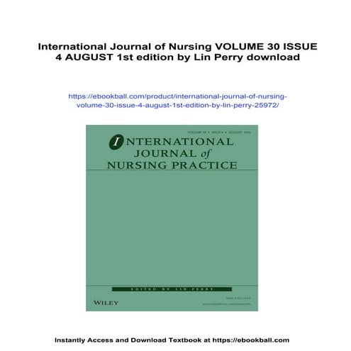 International Journal of Nursing VOLUME 30 ISSUE 4 AUGUST 1st edition ...