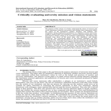 Critically evaluating university mission and vision statements