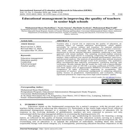 Educational management in improving the quality of teachers in senior ...