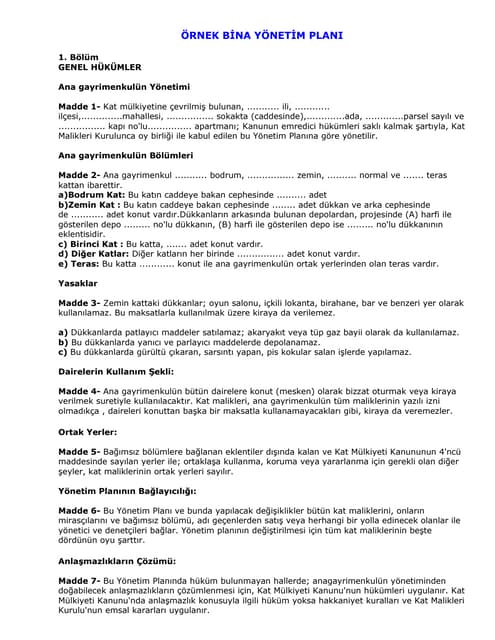 30 Apartman Yonetim Plani 30 Apartman Yonetim Plani