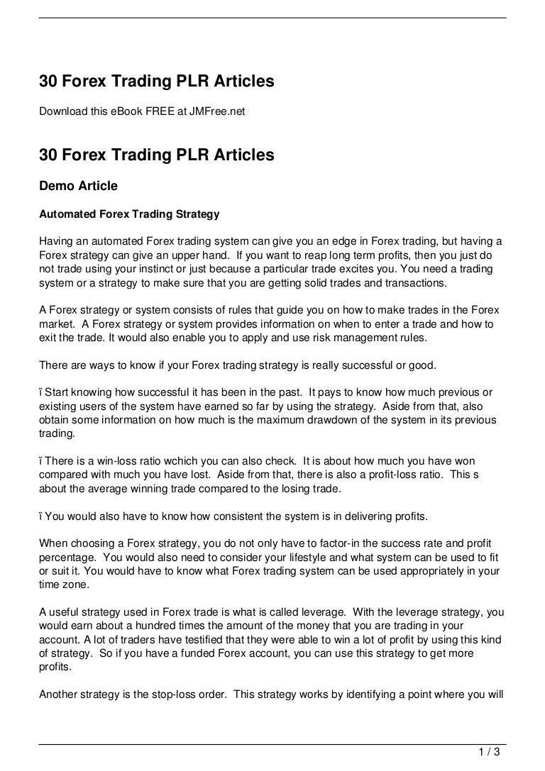 Forex plr articles free