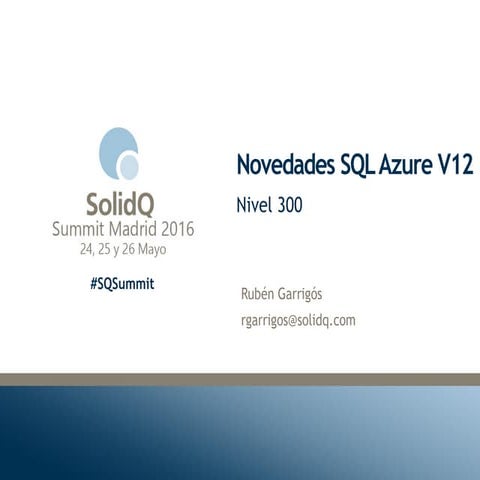Novedades en SQL Azure V12